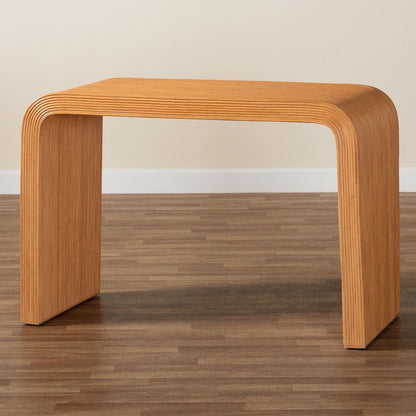 Guevara Bohemian Light Honey Fluted Rattan Console Table