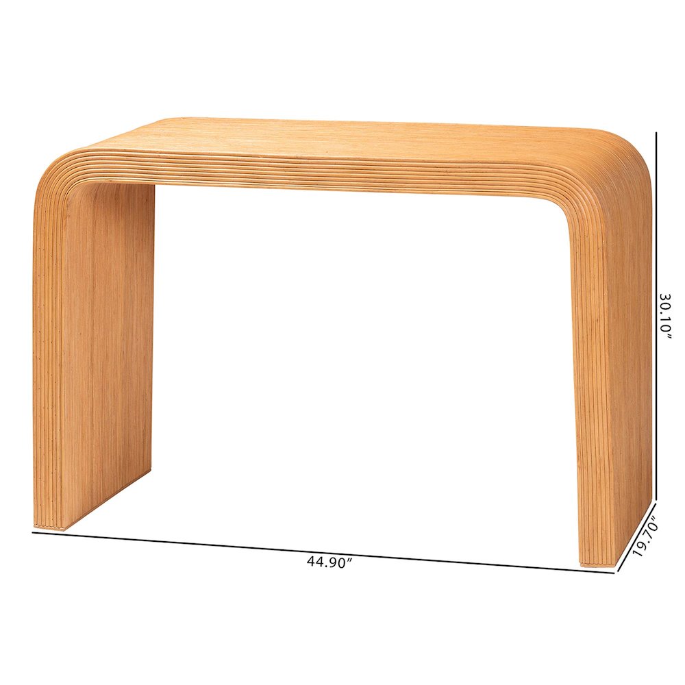 Guevara Bohemian Light Honey Fluted Rattan Console Table