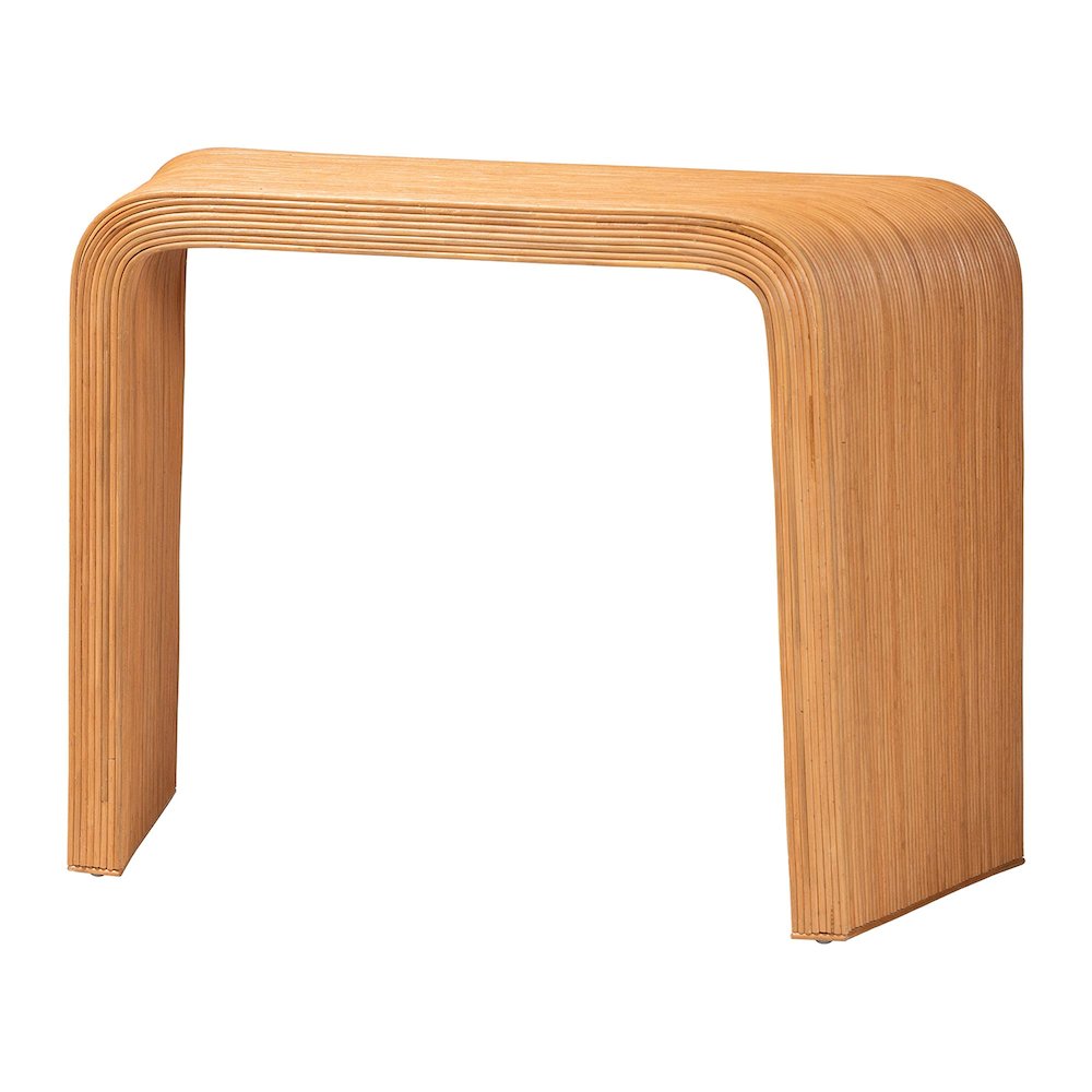 Eilis Bohemian Light Honey Fluted Rattan Waterfall Console Table