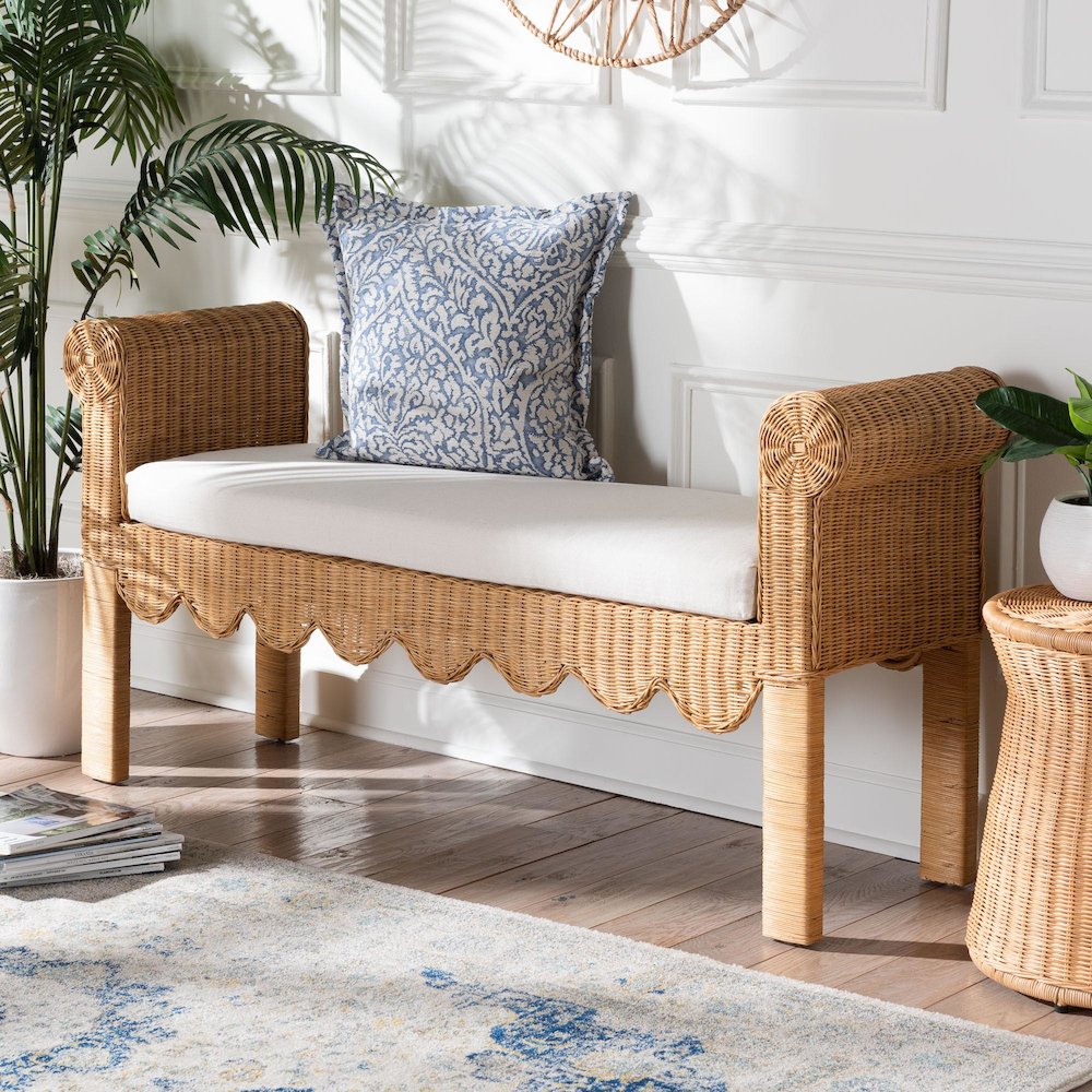 Reiko Handwoven Natural Rattan Bench