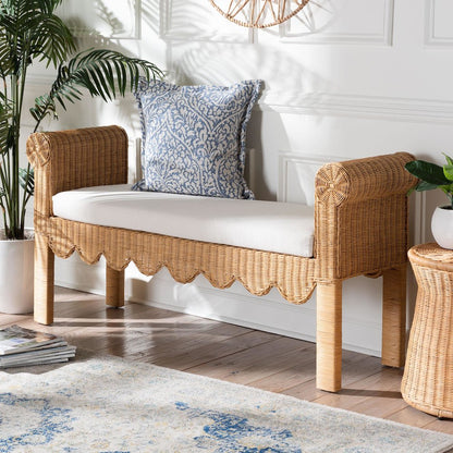 Reiko Handwoven Natural Rattan Bench