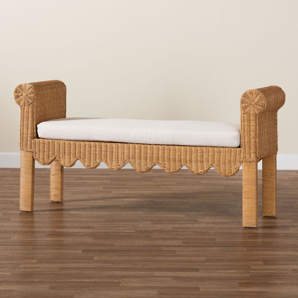 Reiko Handwoven Natural Rattan Bench