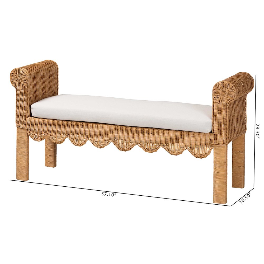 Reiko Handwoven Natural Rattan Bench