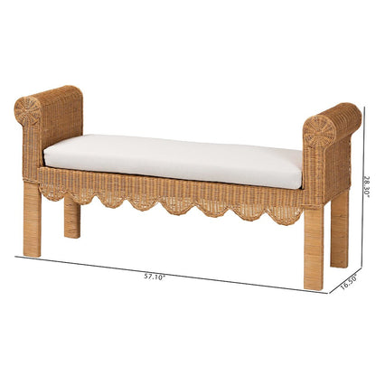 Reiko Handwoven Natural Rattan Bench
