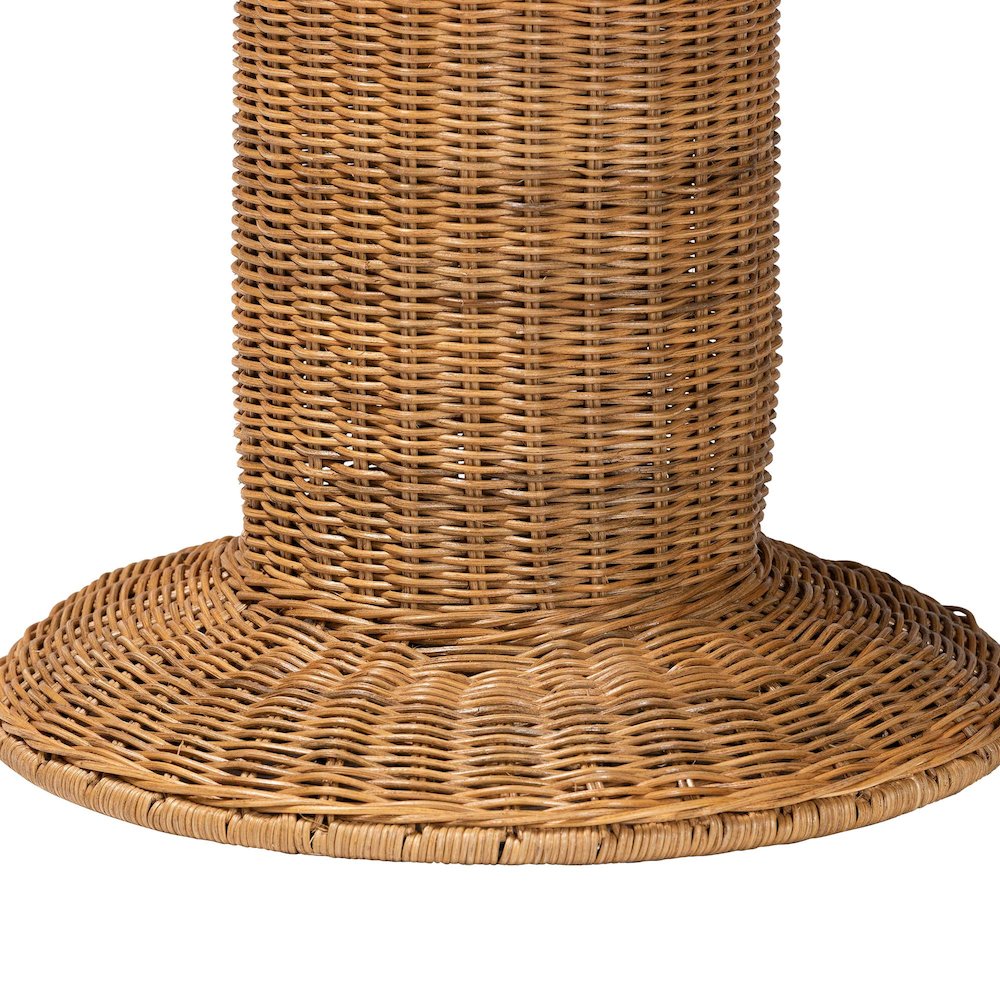 Pabla Bohemian Light Honey Rattan Scalloped Console Table