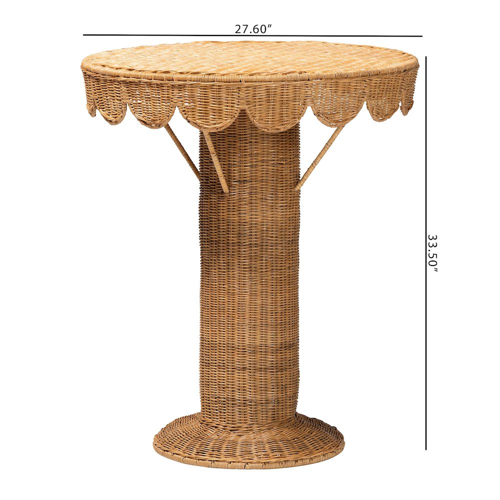 Pabla Bohemian Light Honey Rattan Scalloped Console Table
