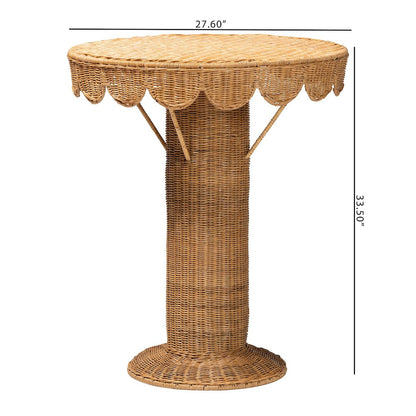 Pabla Bohemian Light Honey Rattan Scalloped Console Table
