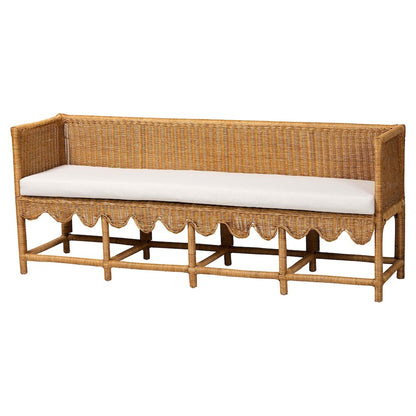 Seranay Bohemian Scallop Light Honey Rattan Long Dining Bench