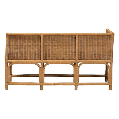 Seranay Bohemian Scallop Light Honey Rattan 2-Piece Dining Nook Set