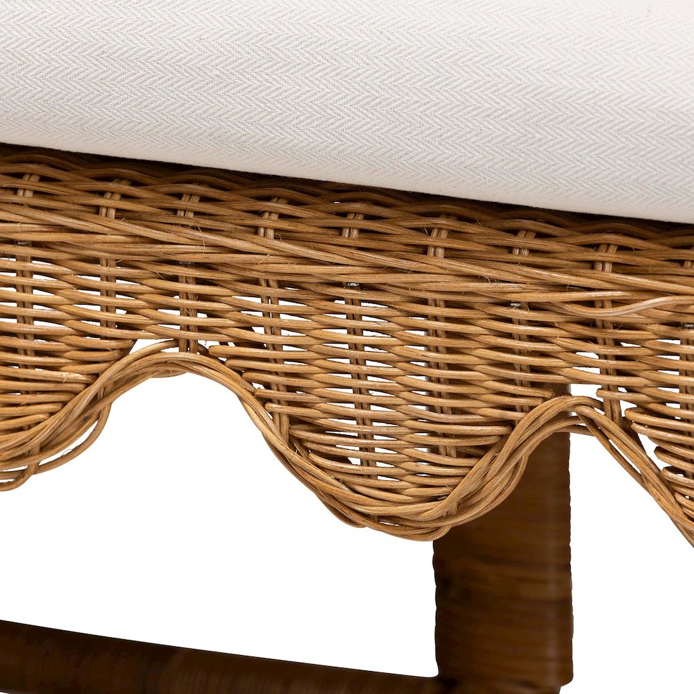 Seranay Bohemian Scallop Light Honey Rattan 2-Piece Dining Nook Set
