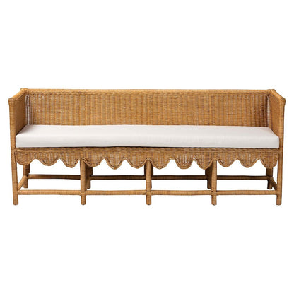 Seranay Bohemian Scallop Light Honey Rattan Long Dining Bench