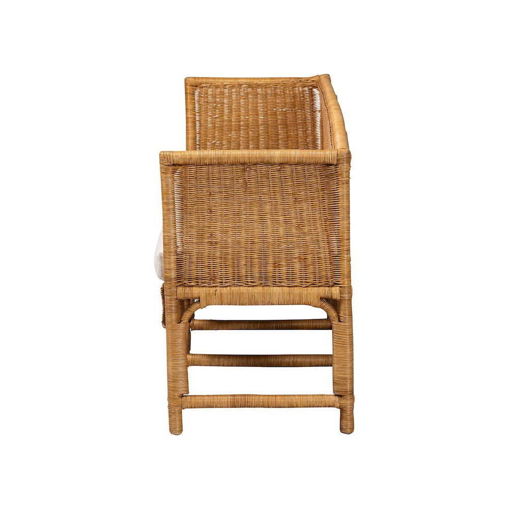 Seranay Bohemian Scallop Light Honey Rattan Long Dining Bench