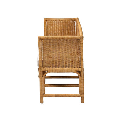 Seranay Bohemian Scallop Light Honey Rattan Long Dining Bench