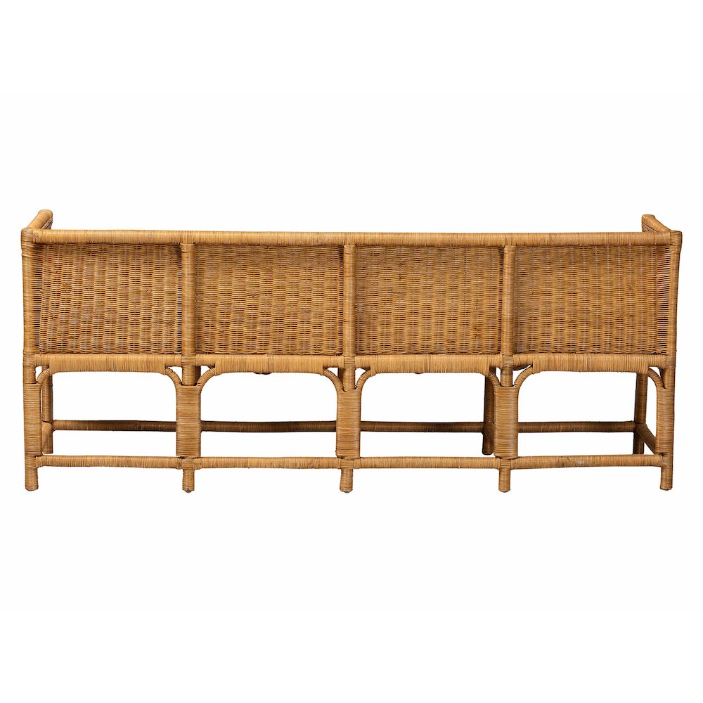 Seranay Bohemian Scallop Light Honey Rattan Long Dining Bench