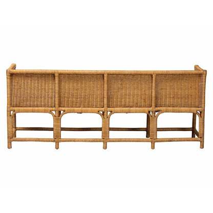 Seranay Bohemian Scallop Light Honey Rattan Long Dining Bench