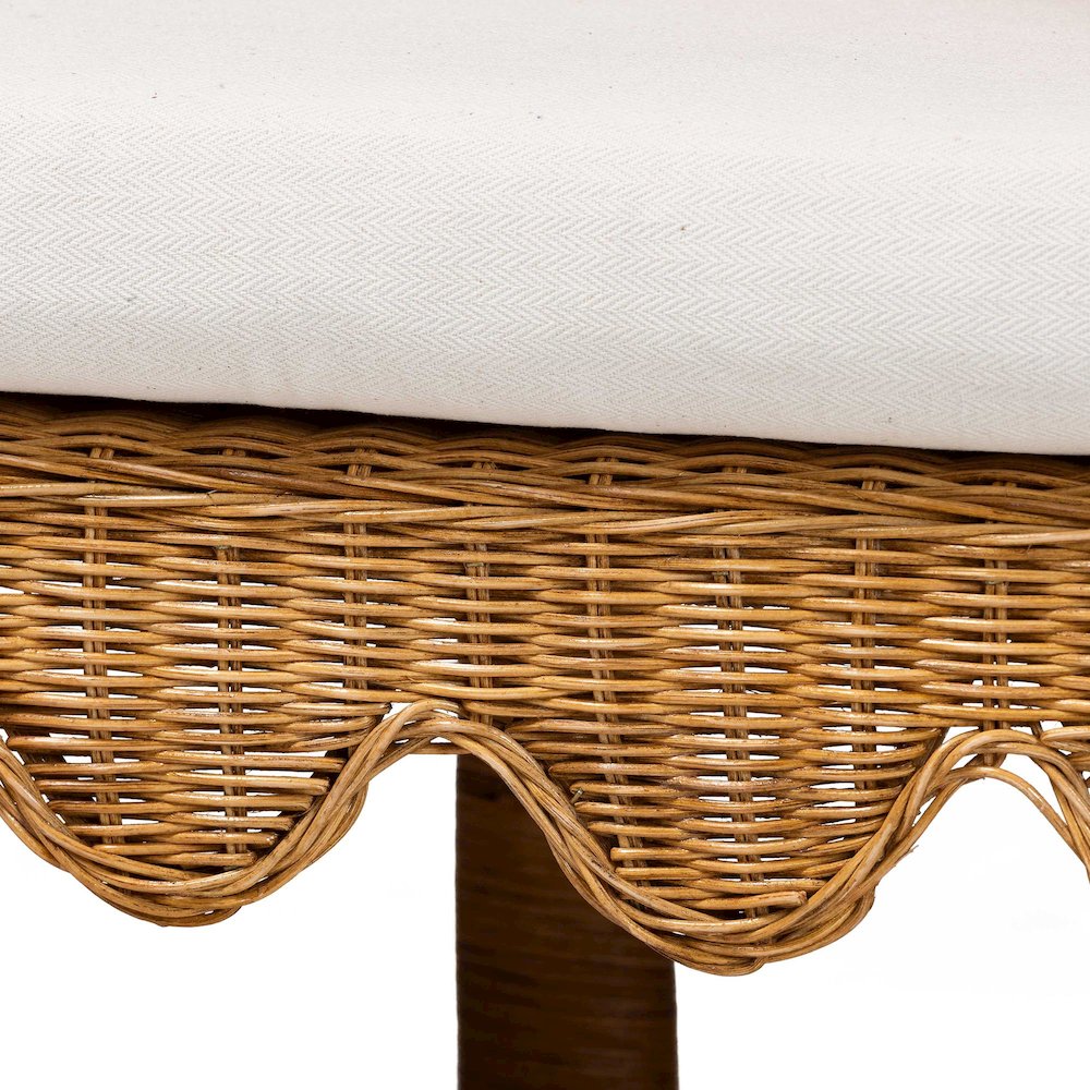Seranay Bohemian Scallop Light Honey Rattan Long Dining Bench