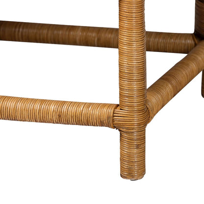 Seranay Bohemian Scallop Light Honey Rattan Long Dining Bench