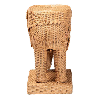 Elissa Bohemian Light Honey Rattan Elephant End Table