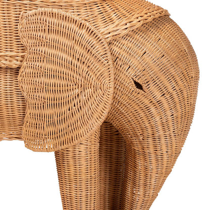 Elissa Bohemian Light Honey Rattan Elephant End Table