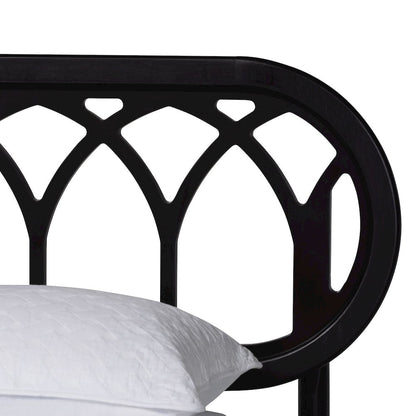 Florica Art Deco Black Wood Queen Platform Bed