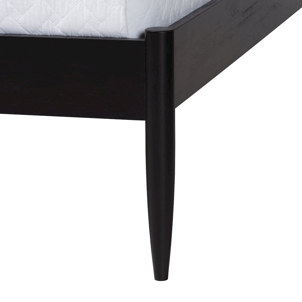 Florica Art Deco Black Wood Queen Platform Bed