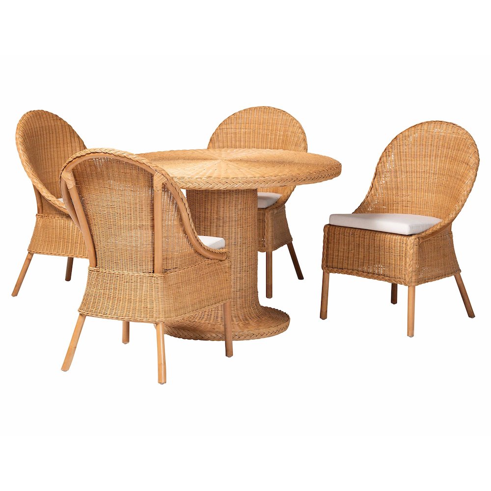 Willy 5-Piece Rattan Dining Set - Round Wicker Table