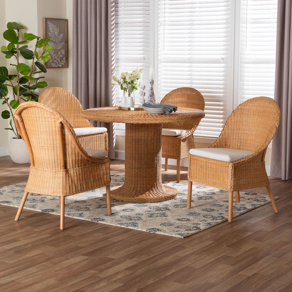 Willy 5-Piece Rattan Dining Set - Round Wicker Table