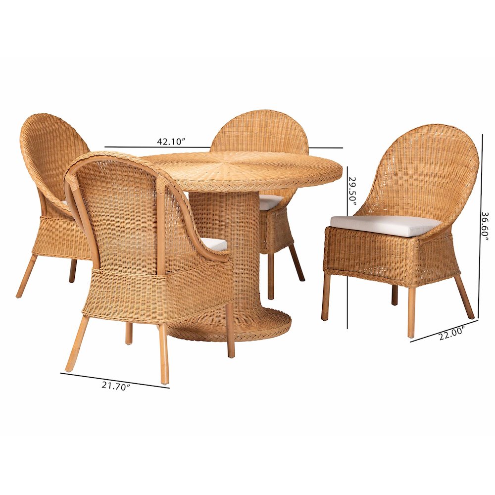 Willy 5-Piece Rattan Dining Set - Round Wicker Table