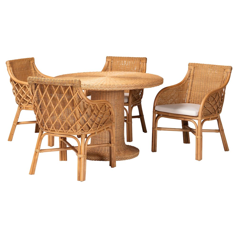 Wymond 5-Piece Rattan Dining Set - Round Wicker Table