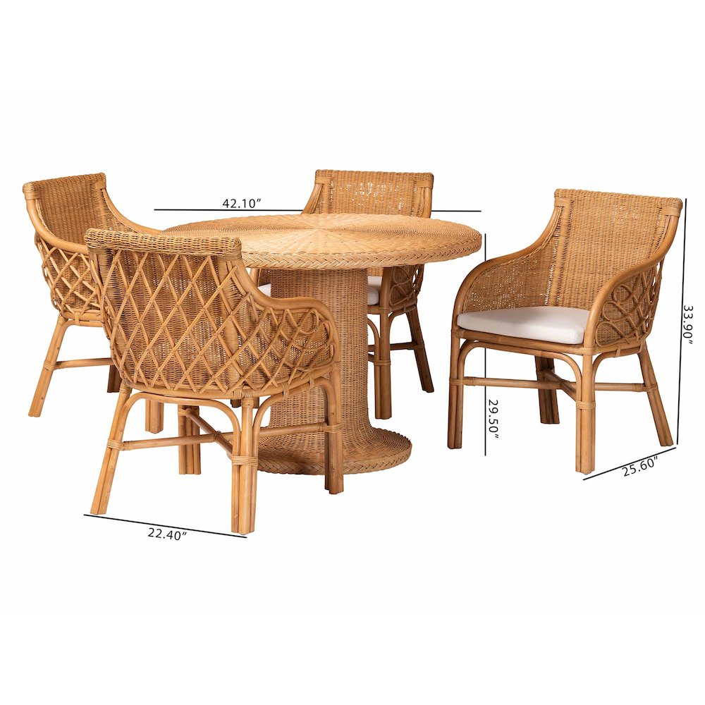 Wymond 5-Piece Rattan Dining Set - Round Wicker Table
