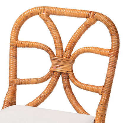 5-Piece Dining Set -Round Wicker Table,Pedestal Base, 4 Side Chairs, Light Honey
