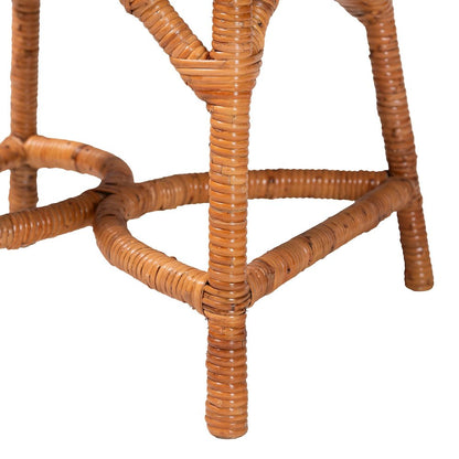 5-Piece Dining Set -Round Wicker Table,Pedestal Base, 4 Side Chairs, Light Honey