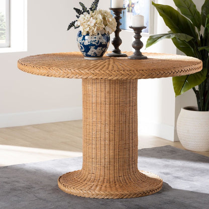 Farrow Bohemian Braided Light Honey Rattan Dining Table