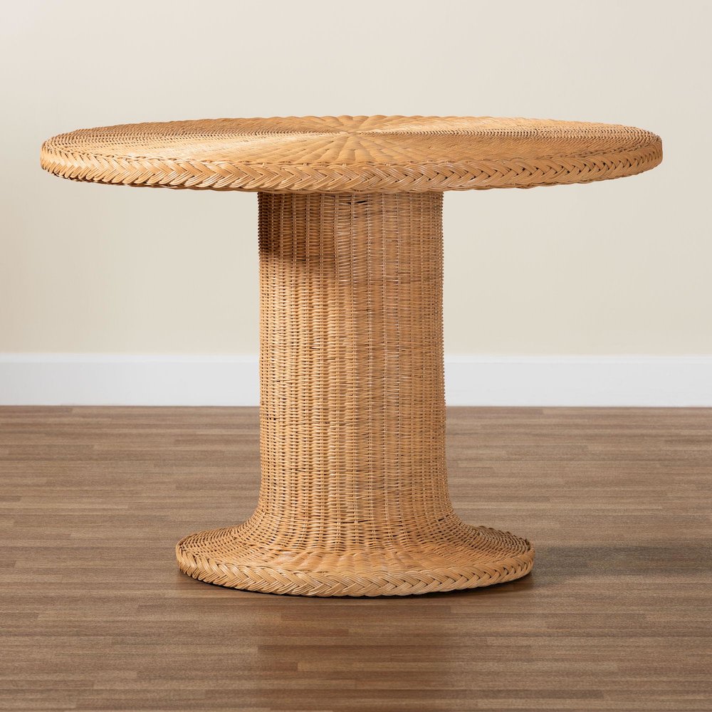 Farrow Bohemian Braided Light Honey Rattan Dining Table