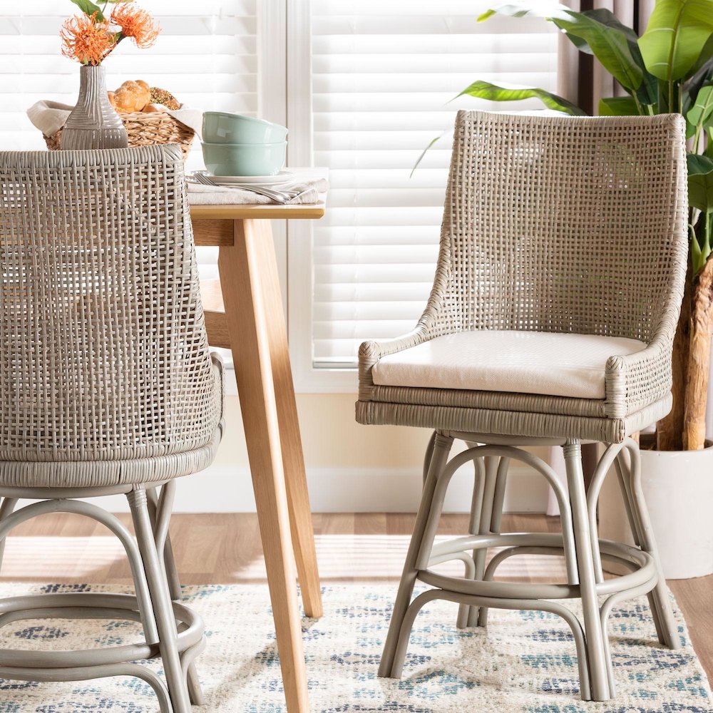 Bella Swivel Rattan Counter Stool