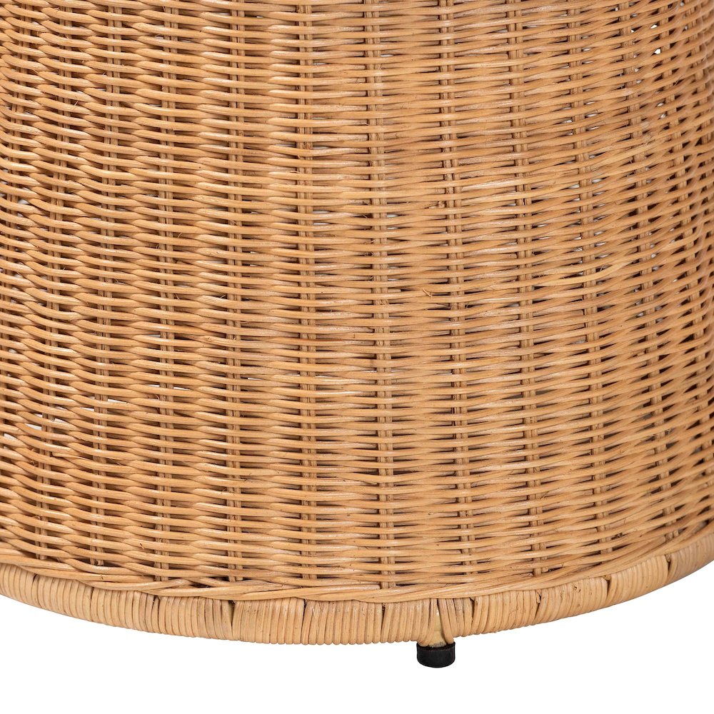 Caroline Round Natural Rattan End Table - Handwoven Wicker Drum Shape