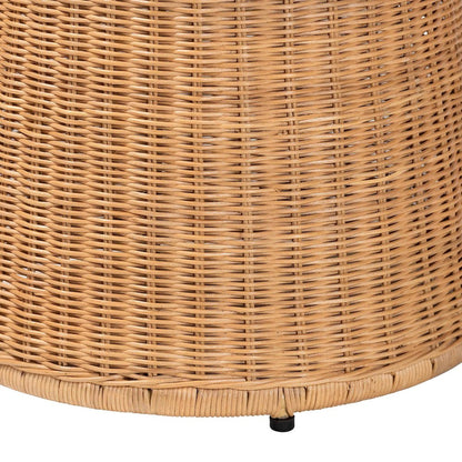 Caroline Round Natural Rattan End Table - Handwoven Wicker Drum Shape