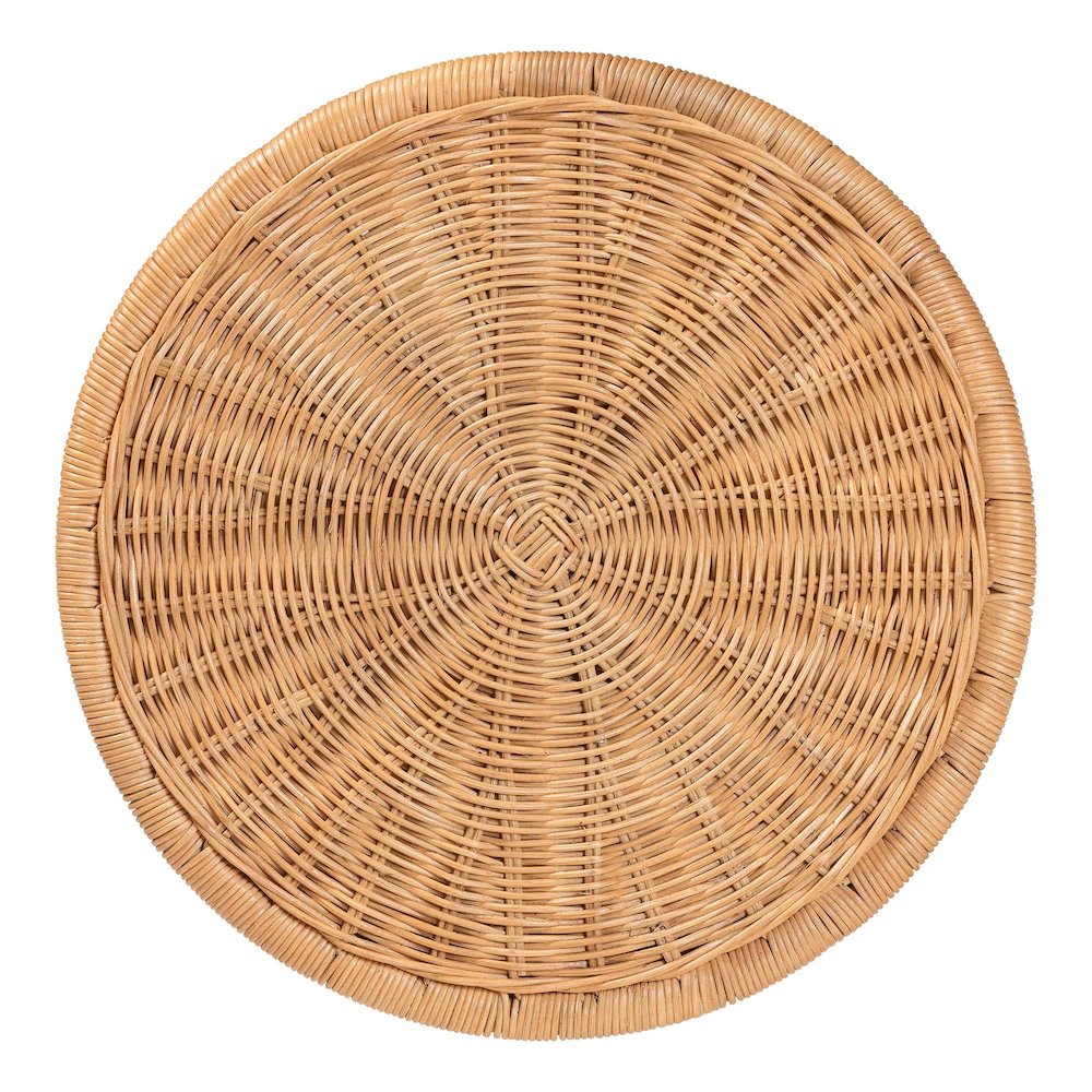 Caroline Round Natural Rattan End Table - Handwoven Wicker Drum Shape