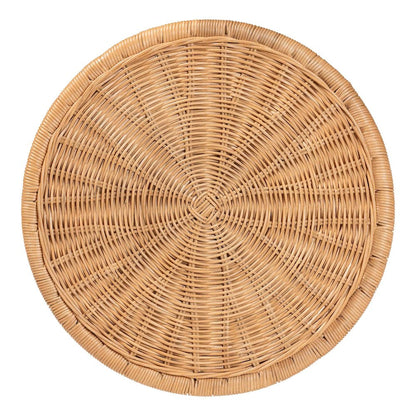 Caroline Round Natural Rattan End Table - Handwoven Wicker Drum Shape