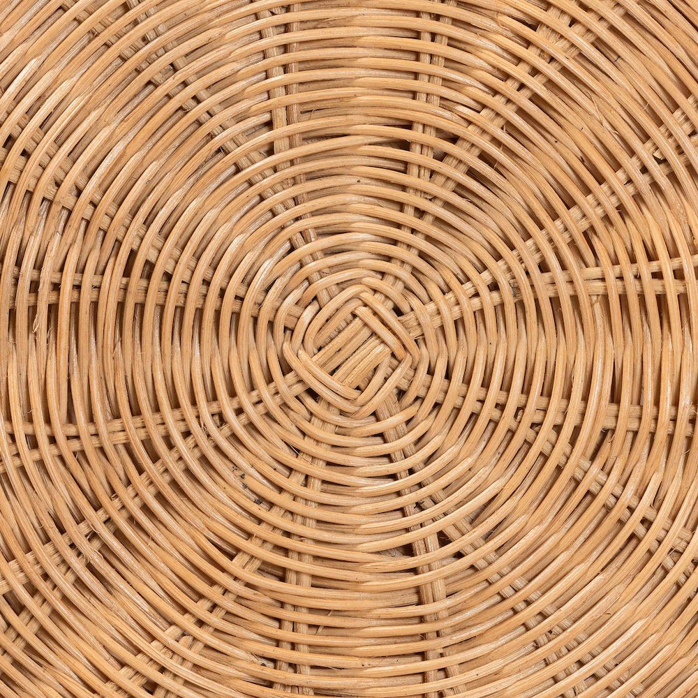 Caroline Round Natural Rattan End Table - Handwoven Wicker Drum Shape