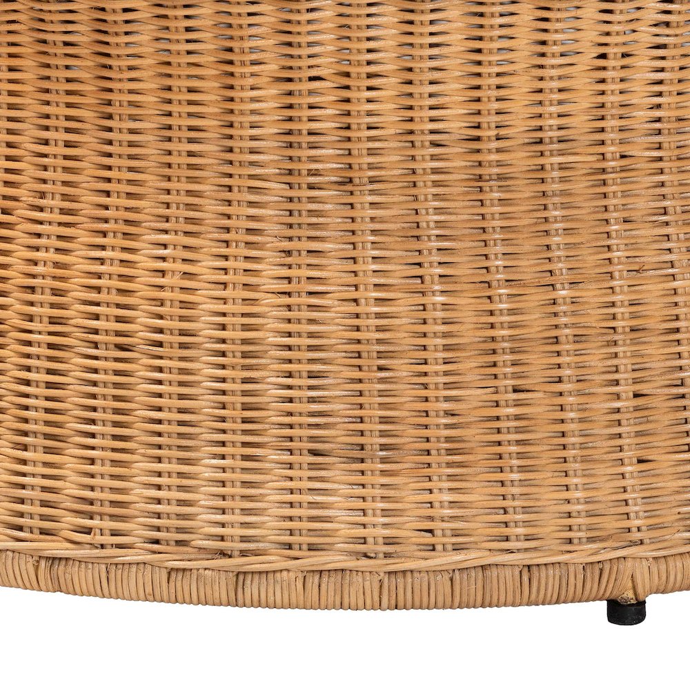 Caroline Round Natural Rattan Coffee Table - Handwoven Wicker Drum Shape