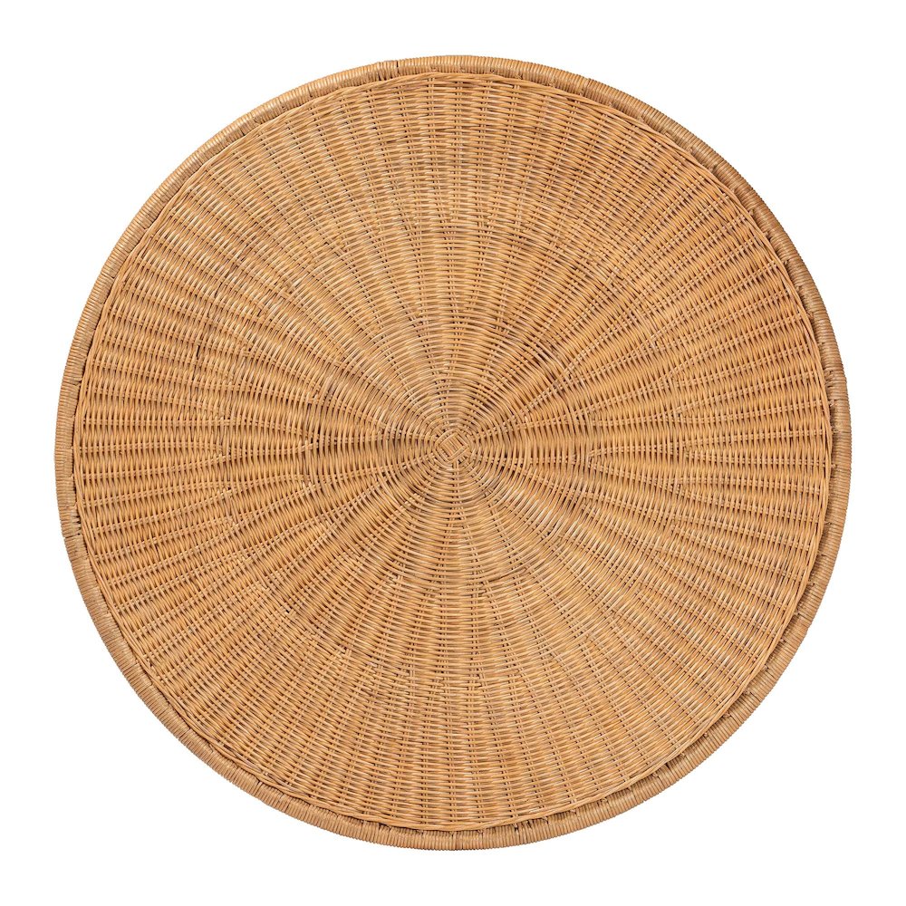 Caroline Round Natural Rattan Coffee Table - Handwoven Wicker Drum Shape