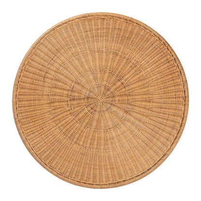 Caroline Round Natural Rattan Coffee Table - Handwoven Wicker Drum Shape