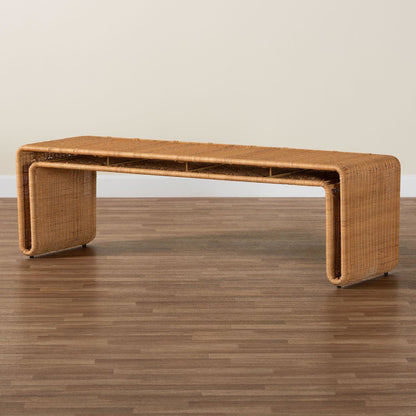Nevada Bohemian Light Honey Rattan Accent Bench