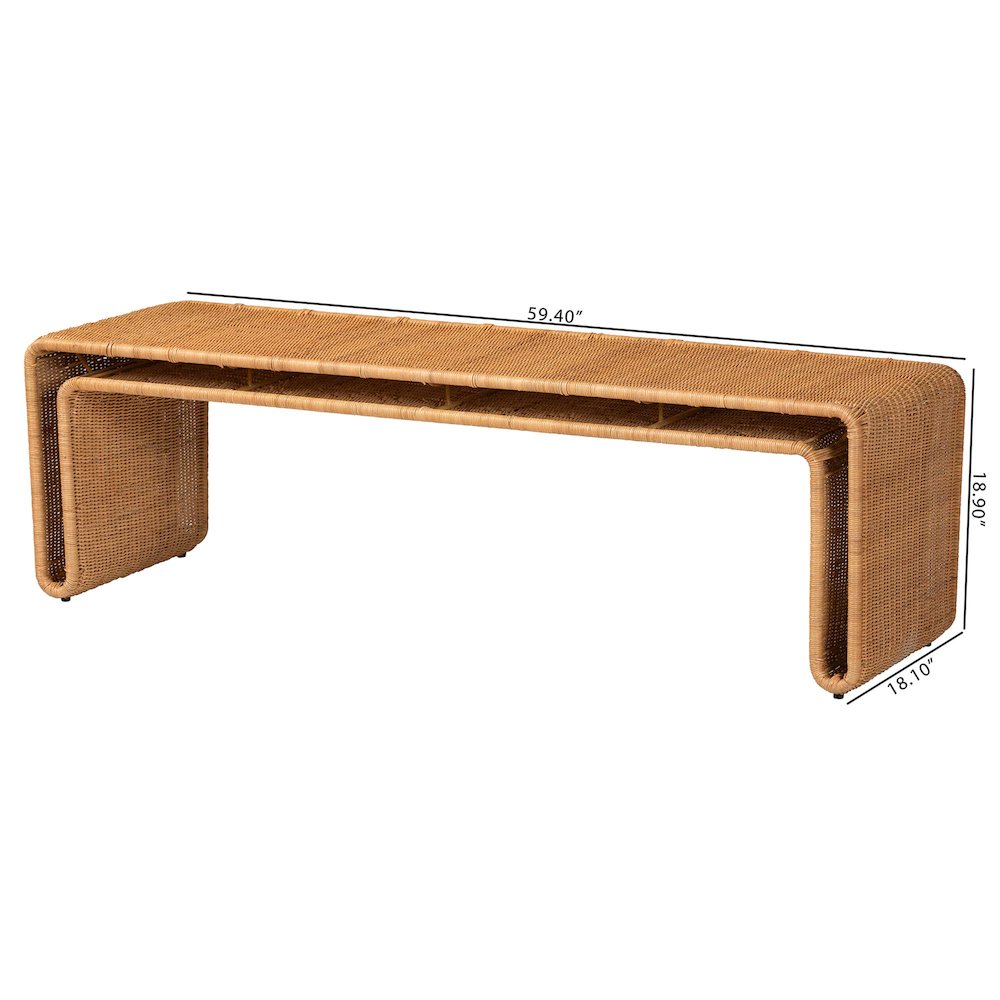 Nevada Bohemian Light Honey Rattan Accent Bench