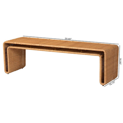 Nevada Bohemian Light Honey Rattan Accent Bench