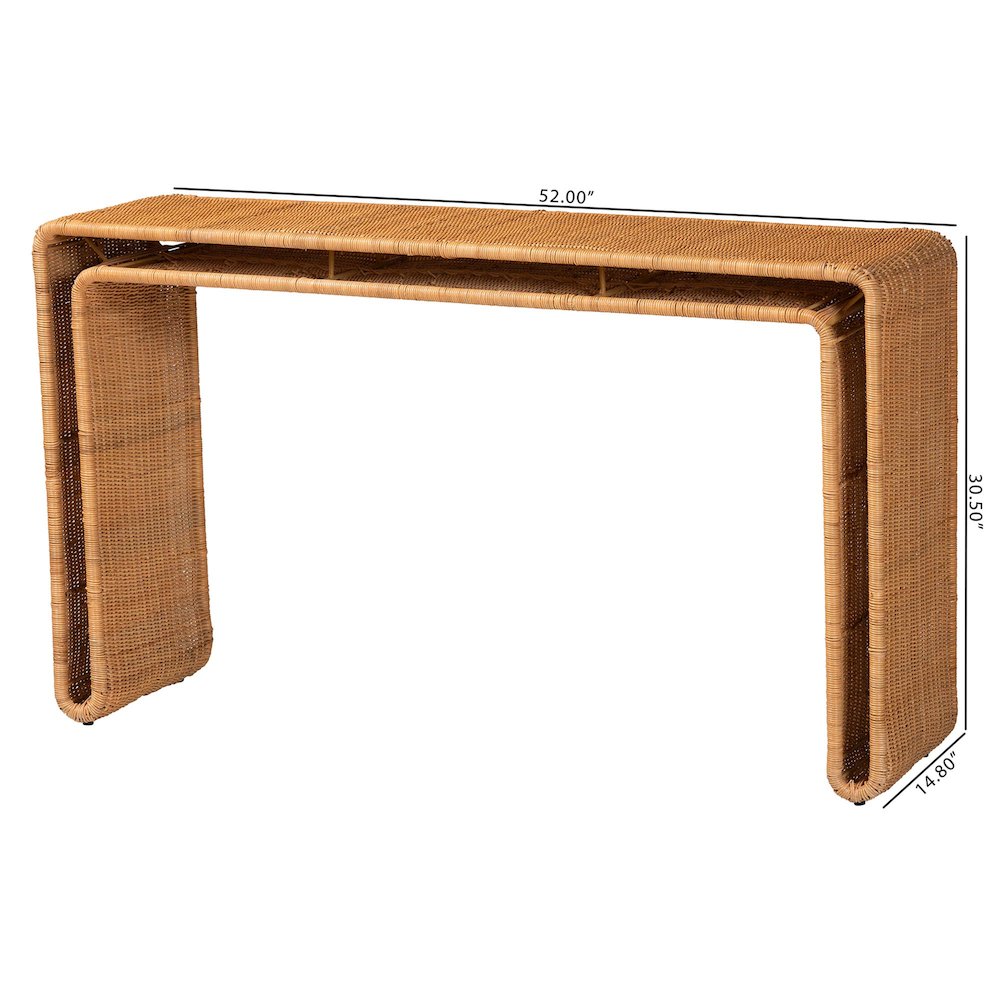 Nevada Bohemian Light Honey Rattan Console Table