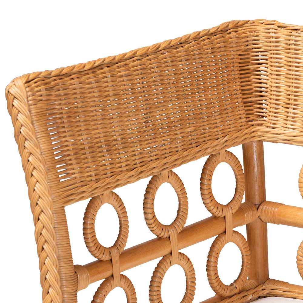 Monica Bohemian Light Honey Rattan 3-Piece Dining Nook Set