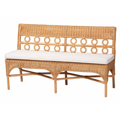 Oxford Bohemian Light Honey Rattan 2-Piece Dining Nook Bench Set