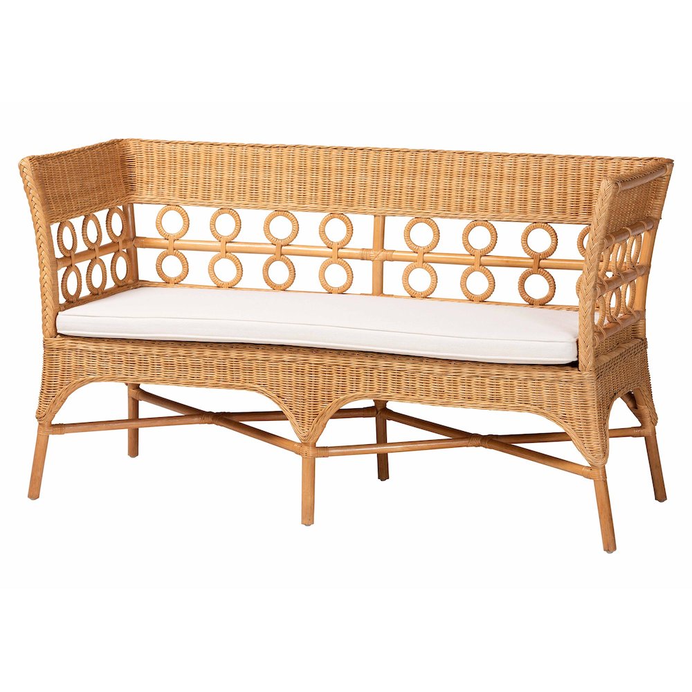 Oxford Bohemian Light Honey Rattan 2-Piece Dining Nook Bench Set